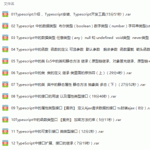 视频教程-TypeScript极速完全进阶开发指南/资源大小：877M